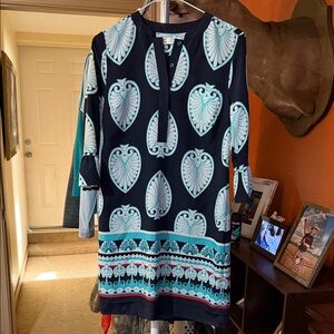 Crown & Ivy Black and Blue Long Sleeve Dress